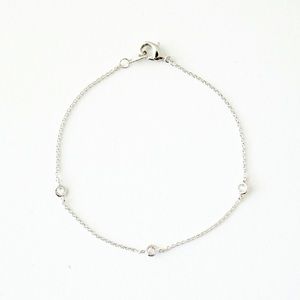 Honeycat crystal bezel trio bracelet in silver